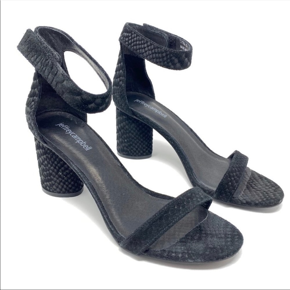 Jeffrey Campbell Laura Sandal Black Suede Snake
